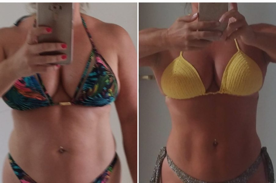 Participante de frente, antes e depois do desafio